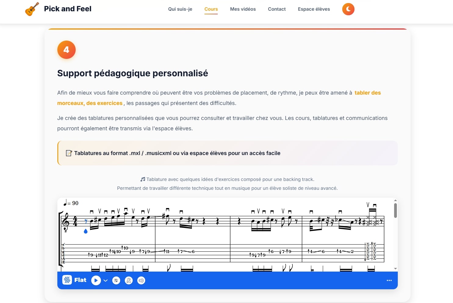 Pick and Feel website - Guitar lessons